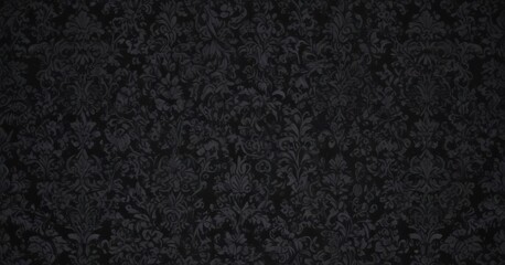 Fototapeta premium Intricate black damask wallpaper, seamless gothic floral vines , luxury, intricate