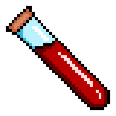 Vector Pixel Art Icon - Glass Vial with Blood