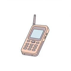 Retro Beige Cell Phone Illustration