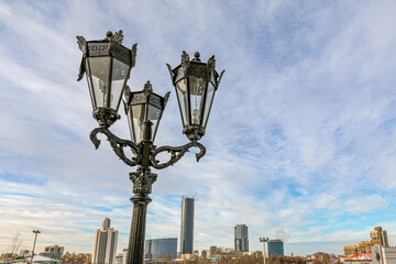 A cityscape with a tall building in the background in Yekaterenburg Russia