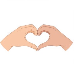 Two Hands Forming a Heart Shape on White Background