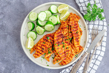 Grilled Chicken with Condiments, Healthy High Protein Food Photo