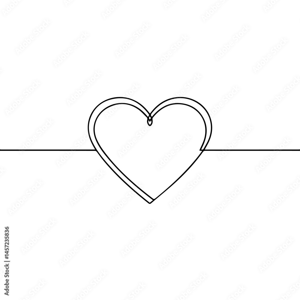 Poster simple continuous line drawing heart symbol. elegant heart shape created with single line. minimalis