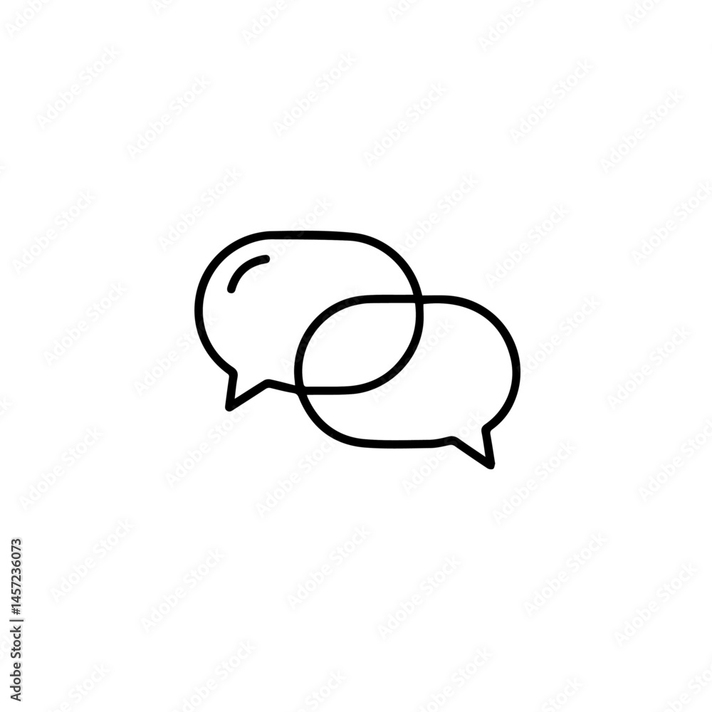 Poster simple communication bubbles icon. two intersecting speech bubbles symbolize dialogue and conversati