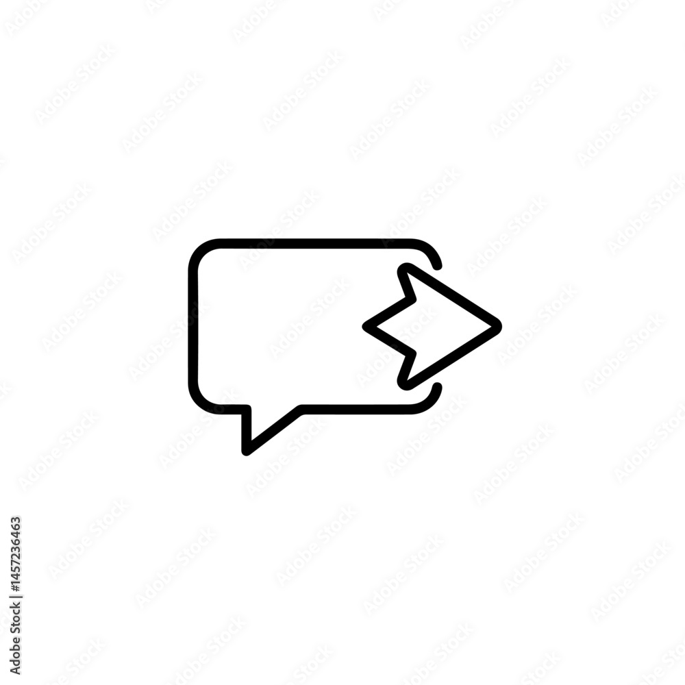 Poster simple communication icon. modern communication symbol with speech bubble and arrow. this communicat