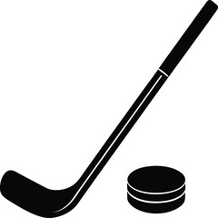  black and white illustration of a hockey stick and puck