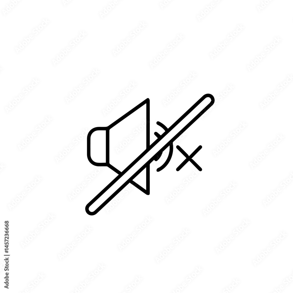 Poster mute sound icon. simple mute symbol with crossed speaker and sound waves. this minimalist design is 