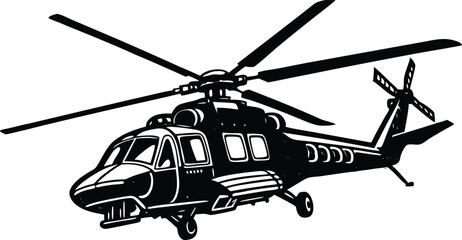 black and white illustration of a helicopter