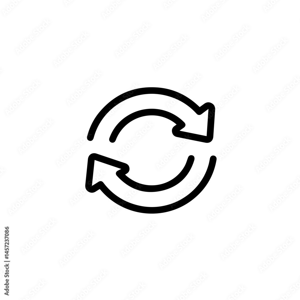 Poster circular arrows icon indicating continuous process or cycle. two arrows forming circle represent ren