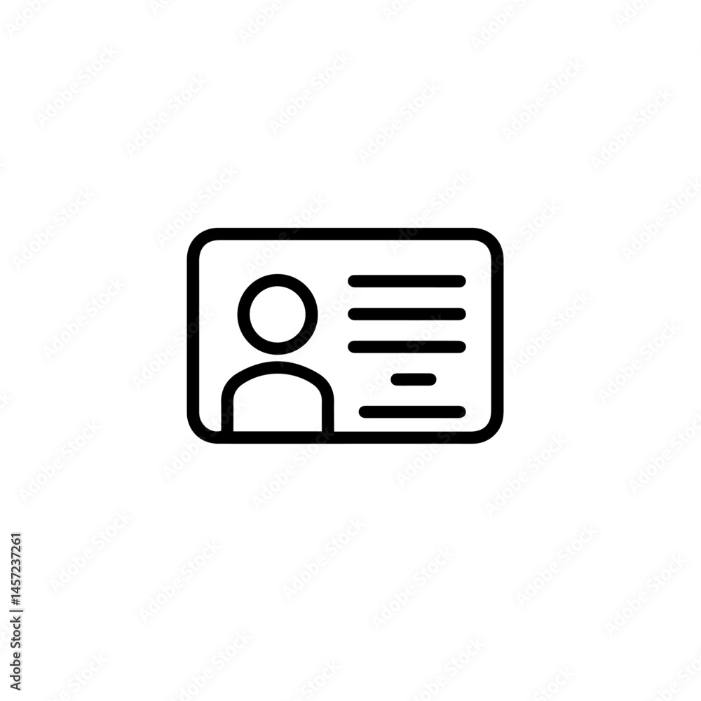 Poster simple identity card icon. identity card illustration shows person symbol and lines for information.