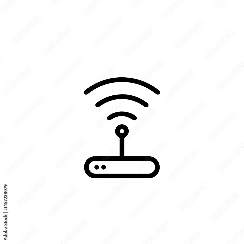 Poster wireless router icon with signals