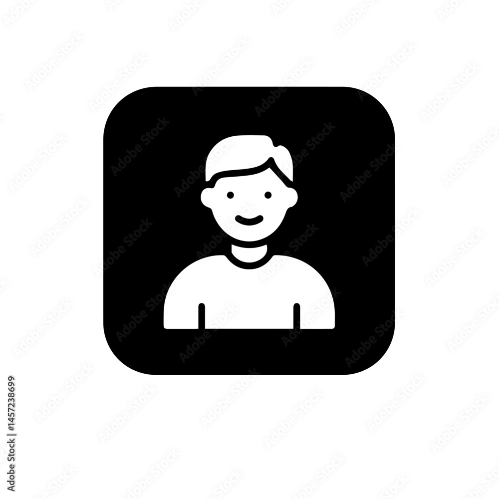 Aufkleber happy child icon in square frame. smiling boy symbol perfect for website or app interface. this simp
