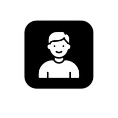 Happy child icon in square frame.  Smiling boy symbol perfect for website or app interface. This simple child icon is ideal for school or educational projects.