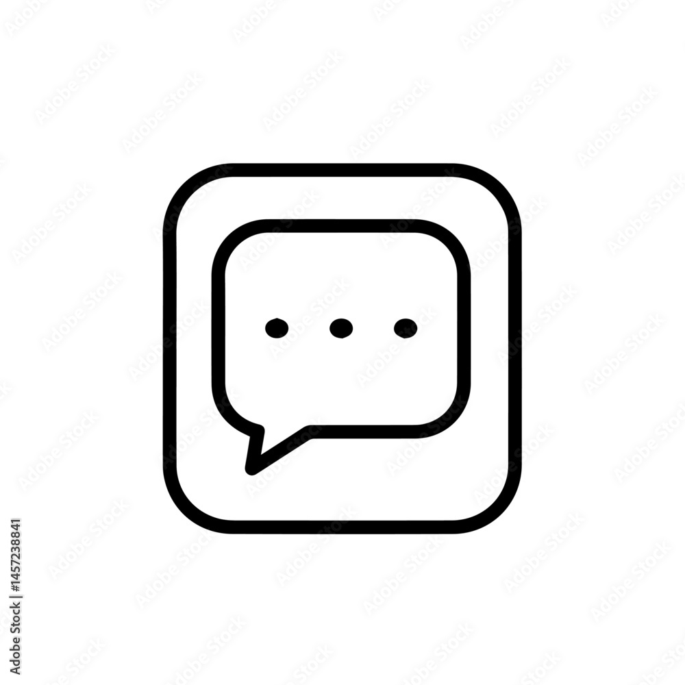 Poster simple speech bubble icon in square frame. communication symbol for online chat or messaging app. ea