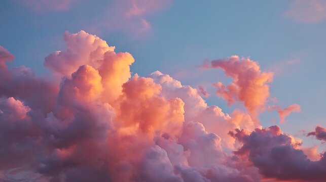 Pink clouds against blue sky