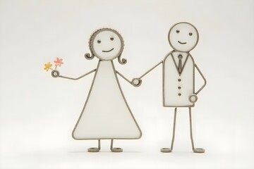 Minimalist Stick Figure Wedding: Simple yet Expressive Bride and Groom