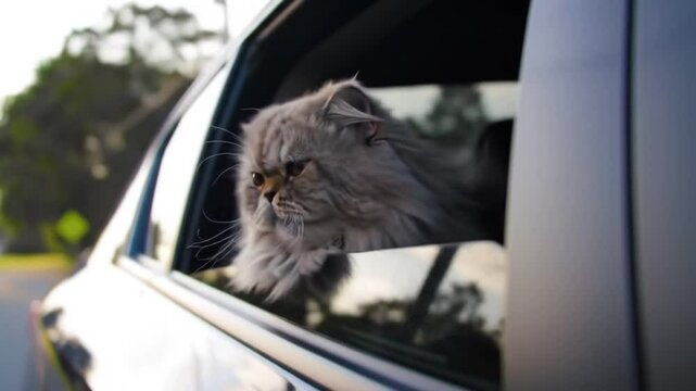Gato mirando por la ventana de un Auto