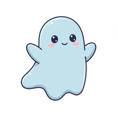 Cute Light Blue Cartoon Ghost Illustration