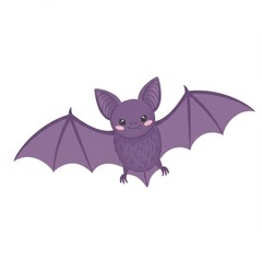 Obraz premium Cute Purple Cartoon Bat in Flight