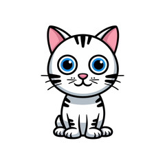 Obraz premium Cute White Cat Cartoon Vector – Adorable Blue-Eyed Kitty Clipart for Kids, Crafts & Stickers
