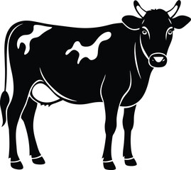 Fototapeta premium black and white illustration of a cow standing