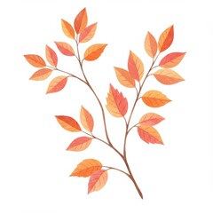 Naklejka premium Orange and Red Autumn Leaves Watercolor Branch Illustration