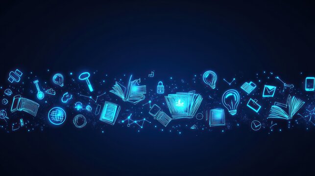 Abstract digital education icons