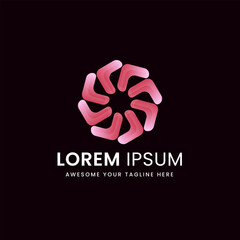 3D Circular Tech Logo in Pink Futuristic Abstract Symbol for Branding