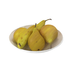 Pears Conference on a plate sketch isolated transparent background 3d rendering

