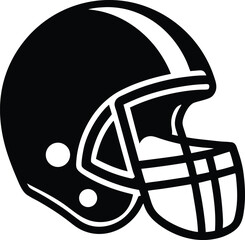 black and white illustration of a football helmet