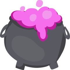 Witch Cauldron with Pink Potion for Spooky Magic Theme