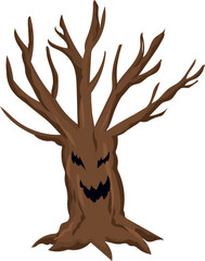 Dead Tree in Spooky Forest Halloween Background Vector
