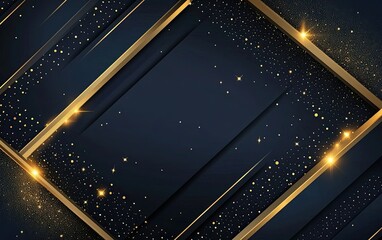 Dark blue background with a golden geometric pattern