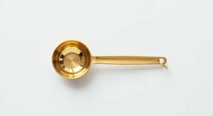 Gold measuring spoon on white background