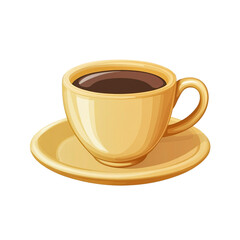 Obraz premium A golden coffee cup filled with dark coffee sits on a matching saucer