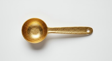 Golden metal scoop overhead view