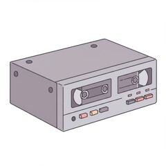 Obraz premium Gray and Purple Retro Cassette Player Illustration