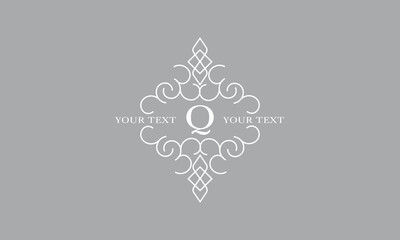 Luxury art deco classic linear logo with initial Q. Vector monogram, frame, border, label for your logo, badge or emblem