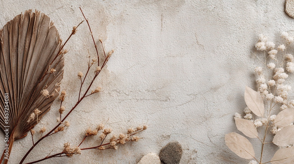 Poster rustic boho neutral texture with clean patterns and natural elements