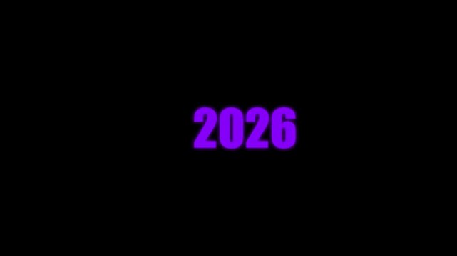COUNTER steampunk vintage light counts years 2021-2026. Nixie tube clock with alpha channel. New year 2026 scroll animation. on a black background.