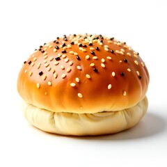 bun with sesame seeds. bun, bread, isolated on white background.