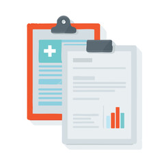 Medical records with charts and information