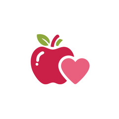 Fototapeta premium Healthy love Apple with heart design
