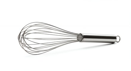 Stainless steel whisk isolated on white background