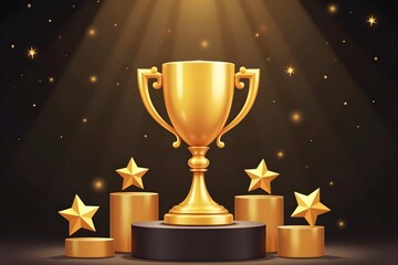 Elegant Victory Cup with Golden Stars, Perfect for Award and Recognition Themes