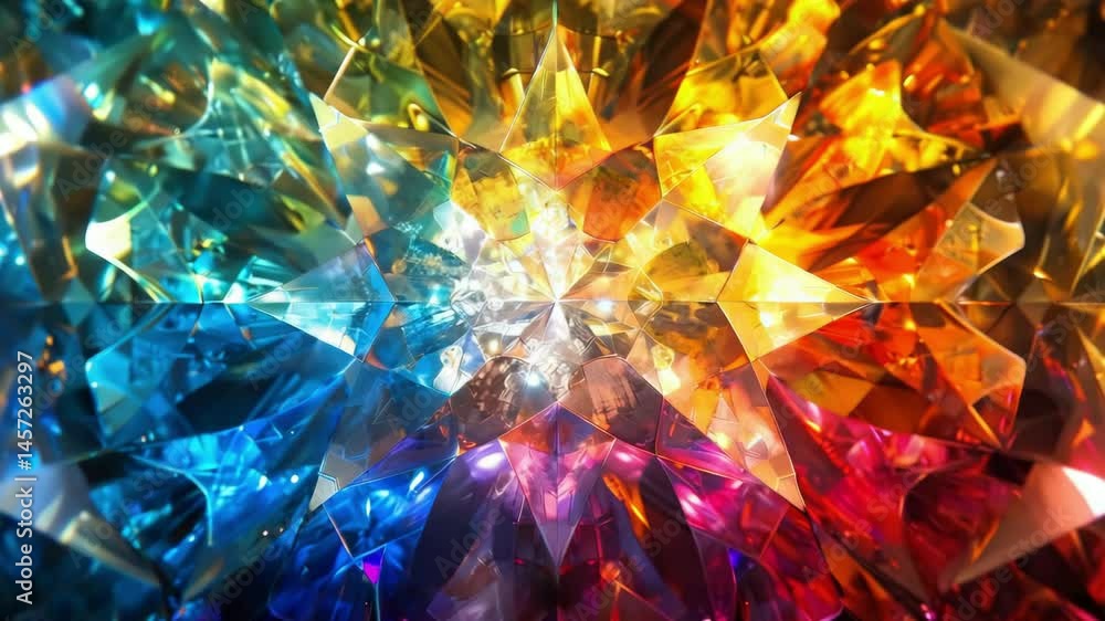 Poster bright colors and shapes blend in stunning display of light and reflection in mesmerizing artwork ex