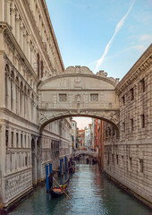 Venice canal view with Bridge of Sighs and gondola © Elsworth Frobisher