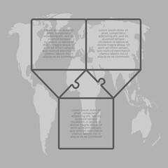 Naklejka premium Three steps line infographic, puzzle timeline