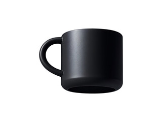 Black ceramic mug mockup isolated on transparent background, PNG
