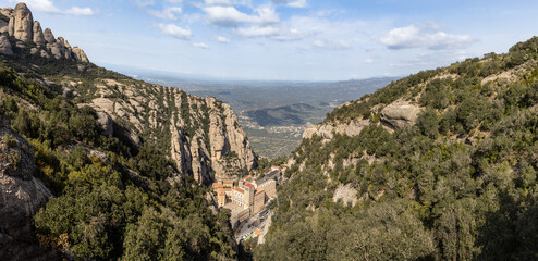 Ascending on the Sant Joan funicular, you can enjoy this panoramic view of the Montserrat...